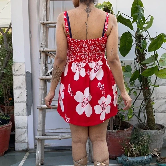 Red Floral Mini Dress - Picture 4 of 6